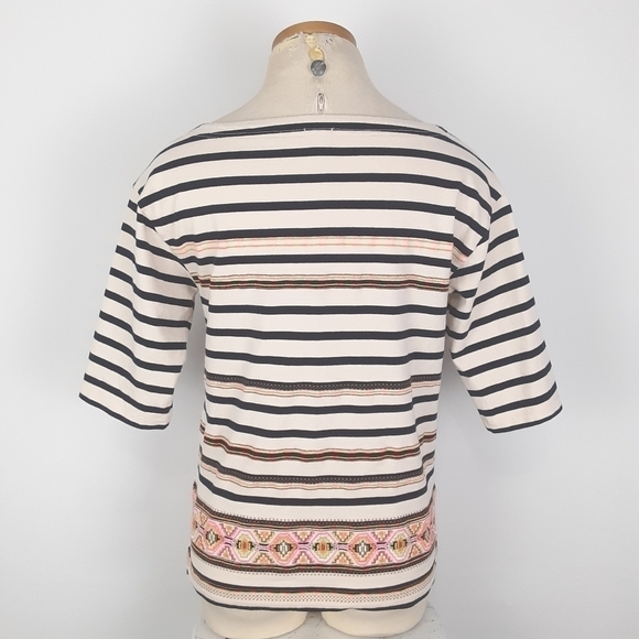J. Crew Stripe Top With Embroidery Detailing Size Small - Picture 5 of 9